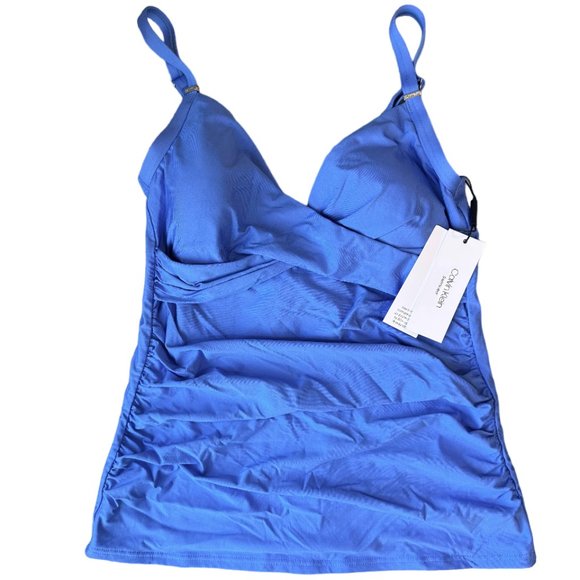 NWT CALVIN KLEIN RUCHED TUMMY- CONTROL TANKINI TOP - Picture 3 of 4